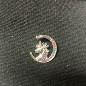 Silver Unicorn Moon Pendant
